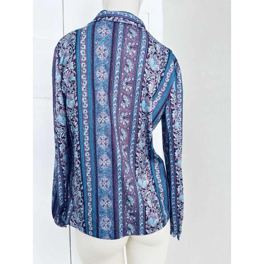 Fire Islander Pink Paisley Blouse Top Shirt Mod Vintage 70s Womens 12 Retro - Picture 3 of 9